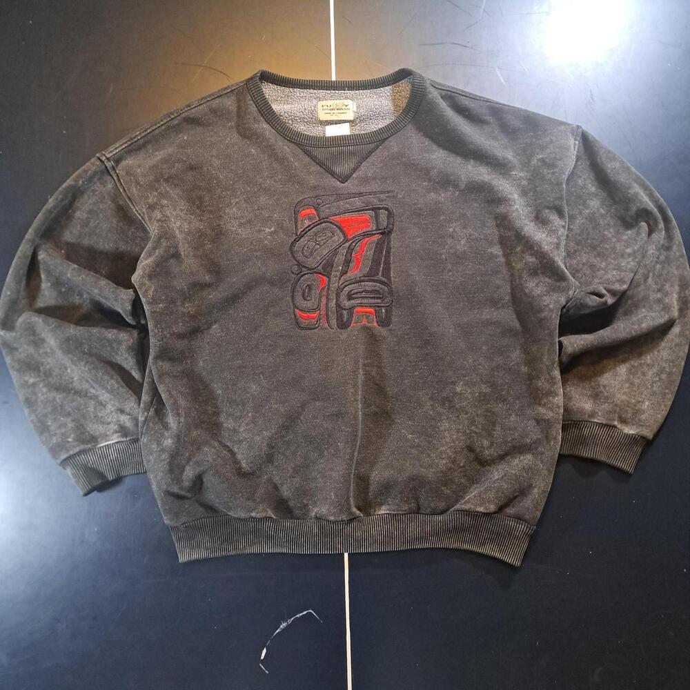 True Religion Men's Black and Grey Sweatshirt